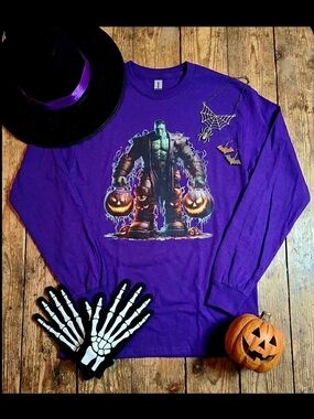 Frankenstein Halloween Long Sleeve Shirt • Unisex Spooky Monster Graphic •